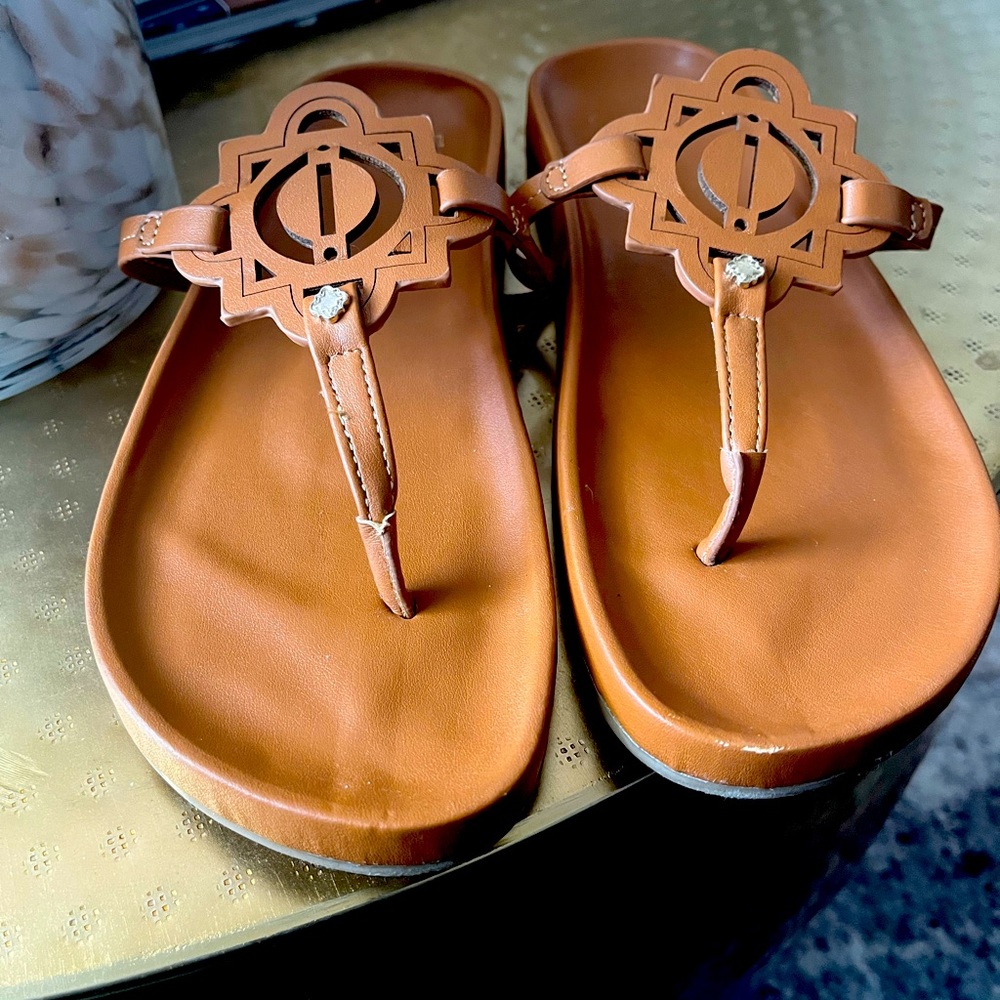 Crown and Ivy Cloud Sandals in Cognac